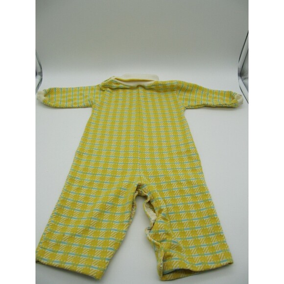 Adorable Vintage Healthtex Gold & Blue Plaid Romper Pants 12 Month Baby Unisex - Picture 5 of 8
